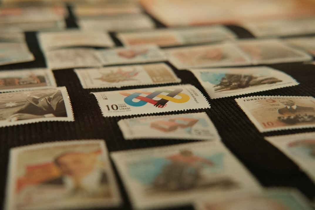 Stamp album page with vintage stamps
