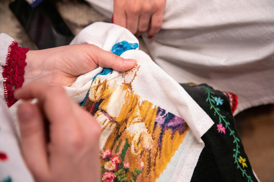 hand embroidery close up