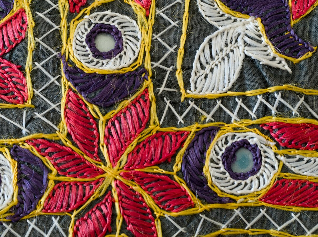 close up embroidery stitches