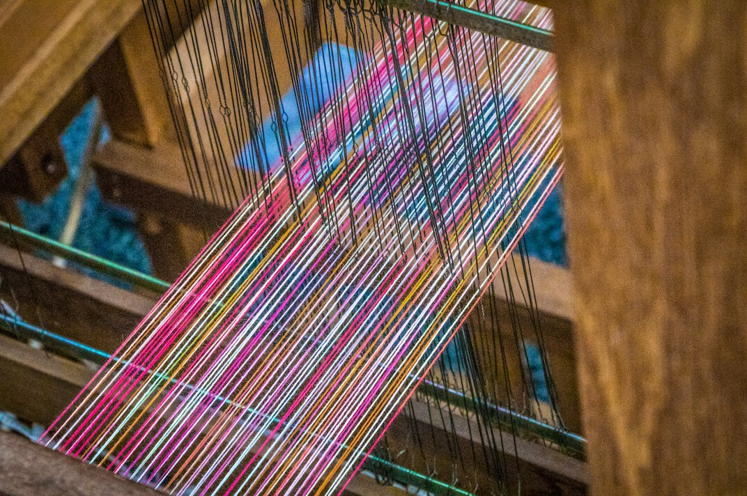 weaving loom in action